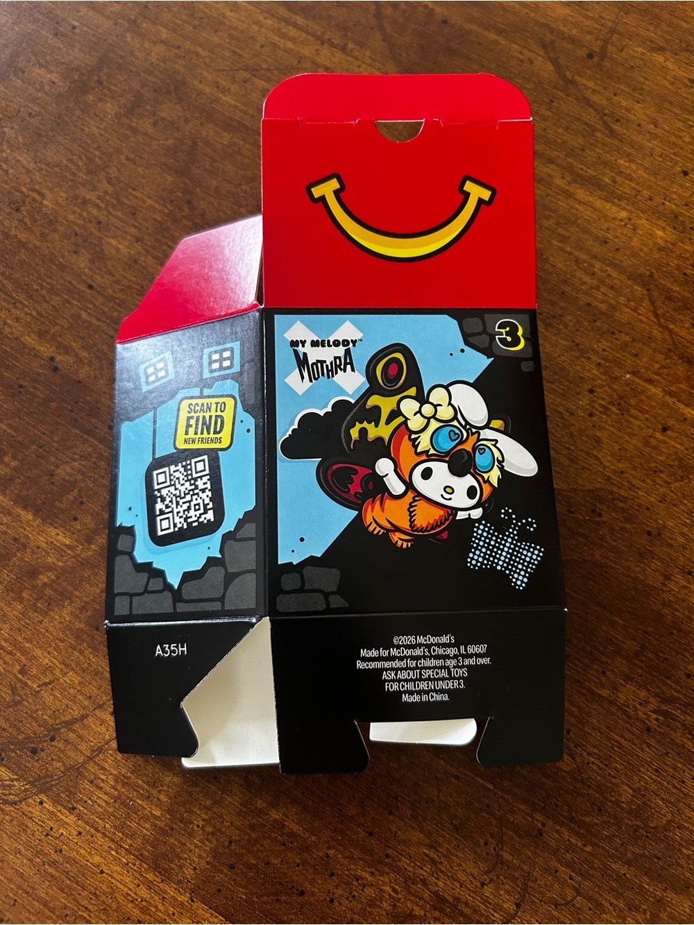 Mc Donald’s 2026 Hello Kitty x Godzilla Happy Meal Toy #3 EMPTY FLAT BOX ONLY